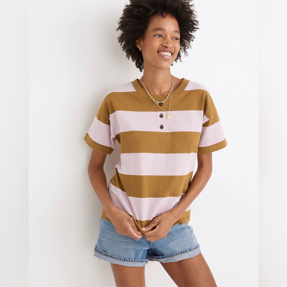 Parkview Henley Tee in Rugby Stripe size Medium
